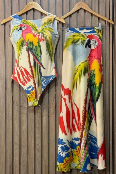 Conjunto Body Maiô E Saida De Banho Jungle Localizada Ref: 761