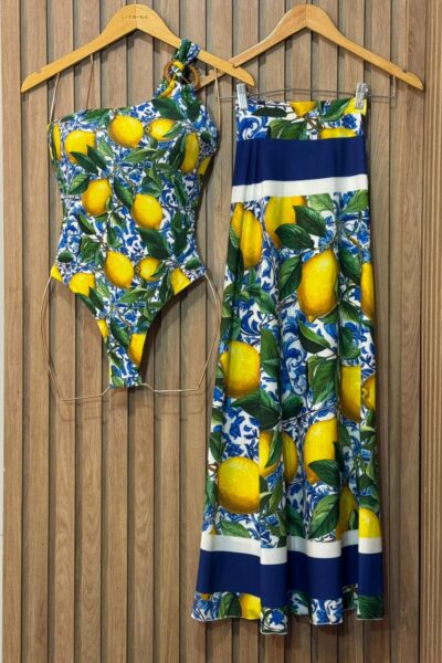 Conjunto Body Maiô E Saída De Banho Blue Citrus Ref: 961
